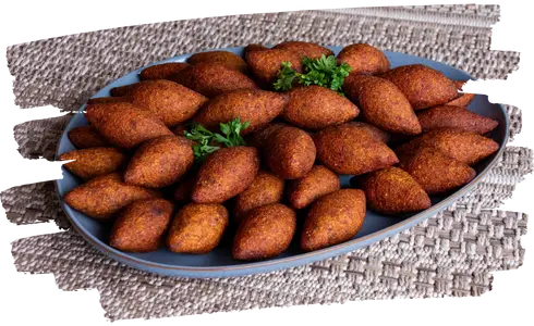 10 Kibbeh (Bœuf hachée, boulgour, pignon de pin, épice)
